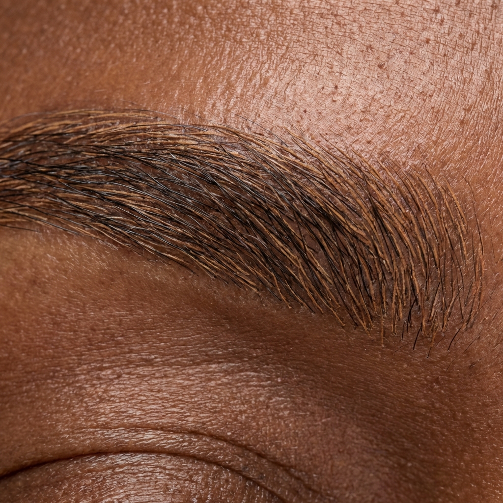 Close-up of freshly microbladed brows
