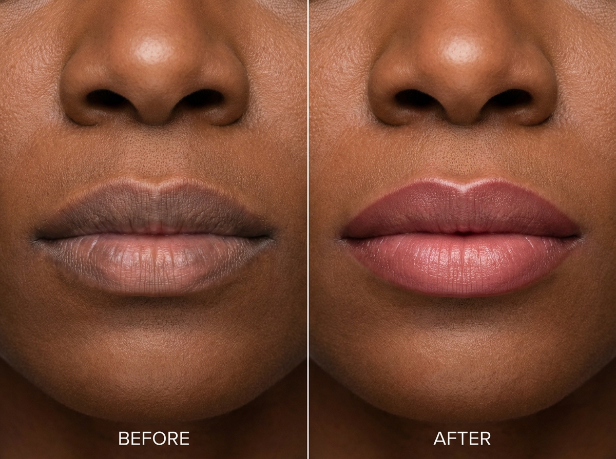 Lip blush before and after detail